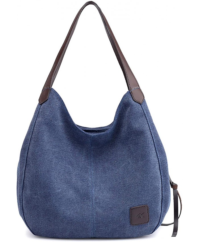 TCHH-DayUp Hobo Purses for Women Canvas Tote Shoulder Bags Cotton Handbags Dark Blue