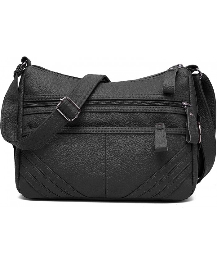 Women Crossbody Bag Pocketbooks Soft PU Leather Handbags Multi Pocket Lightweight Shoulder Purse Handbags