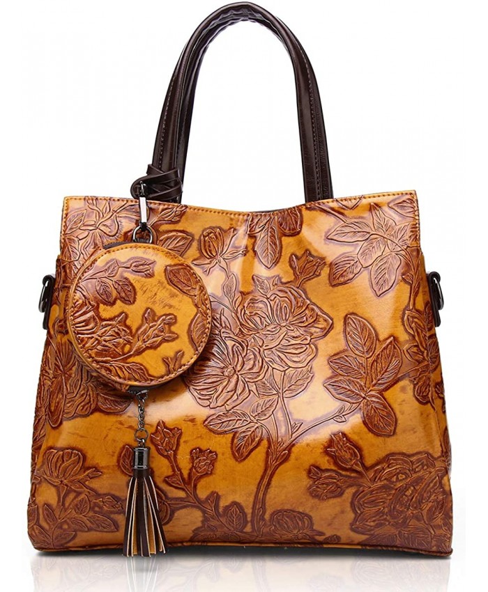 Women Handbag Purse Embossed Top Handle Bag PU Leather Cross-body Shoulder Bags 8329 8172 Yellow-yj Handbags