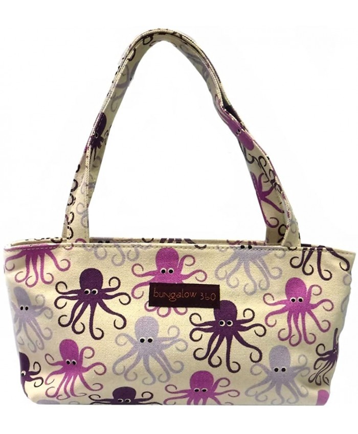 Bungalow360 Vegan Cotton Canvas Mini Bag - Purple Octopus Handbags
