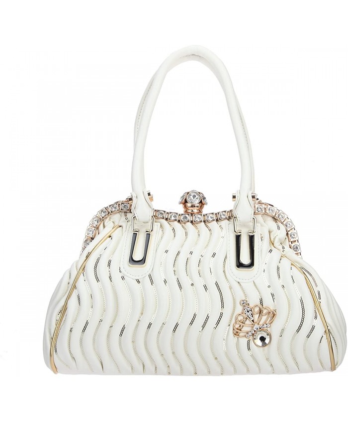 Fawziya Butterfly Spherical Crystal Ball Hand Bags For Women Pu Leather Purse And Bags-White Handbags