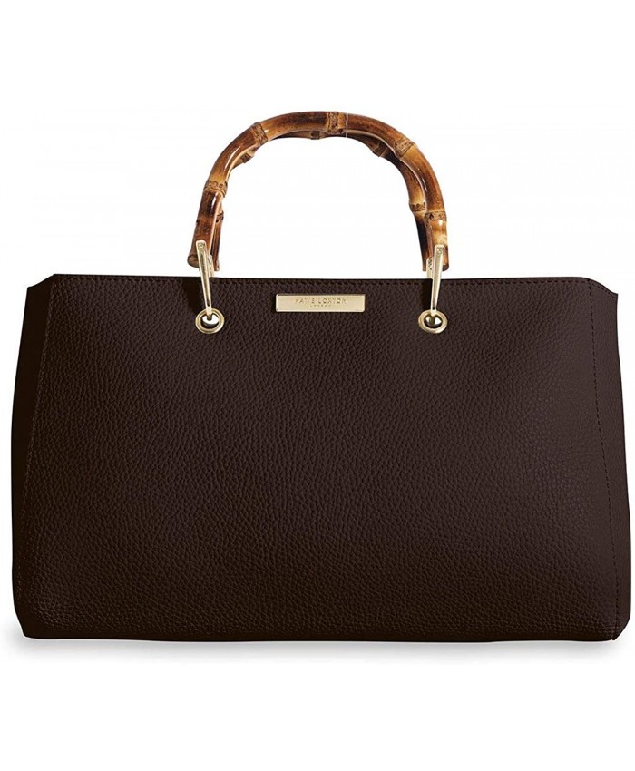 Katie Loxton Avery Dark Brown Large Women's Vegan Leather Bamboo Top Handle Handbag Handbags