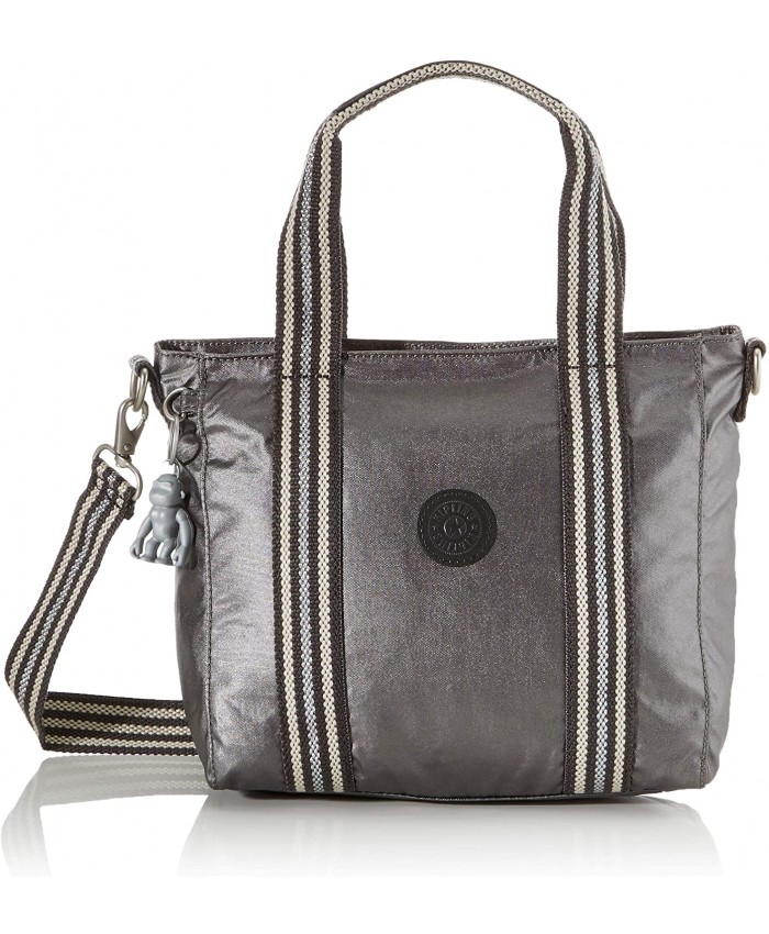 Kiplimng ASSENI MINI Mini Tote with Detachable Shoulder Strap - Carbon Metallic Handbags