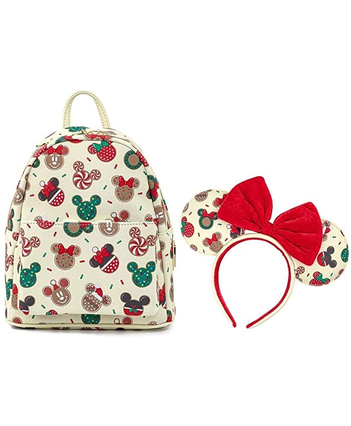 Loungefly Disney Christmas Mickey and Minnie Cookie Headband and Double Strap Shoulder Bag Gift Set White Standard