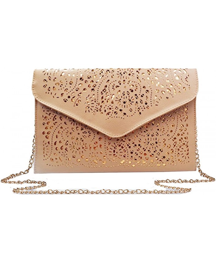 Mily Glitter Sequins Envelop Clutch Tote Shoulder Bag Handbag Beige One Size Handbags