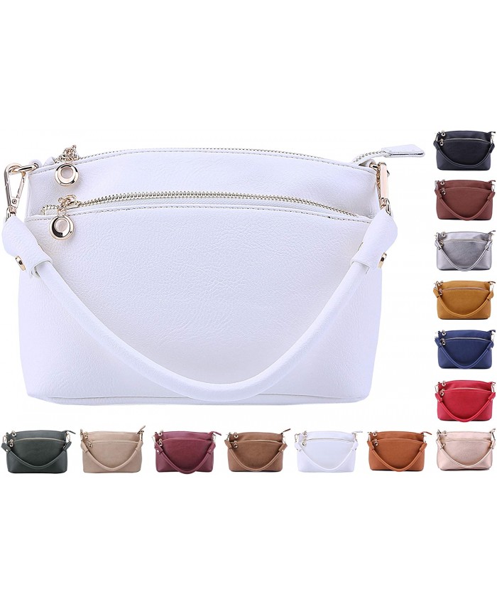 Solene Stylish Dome Top Handle handbag with Crossbody bag Purse with Multi Pockets - WU065 White Handbags