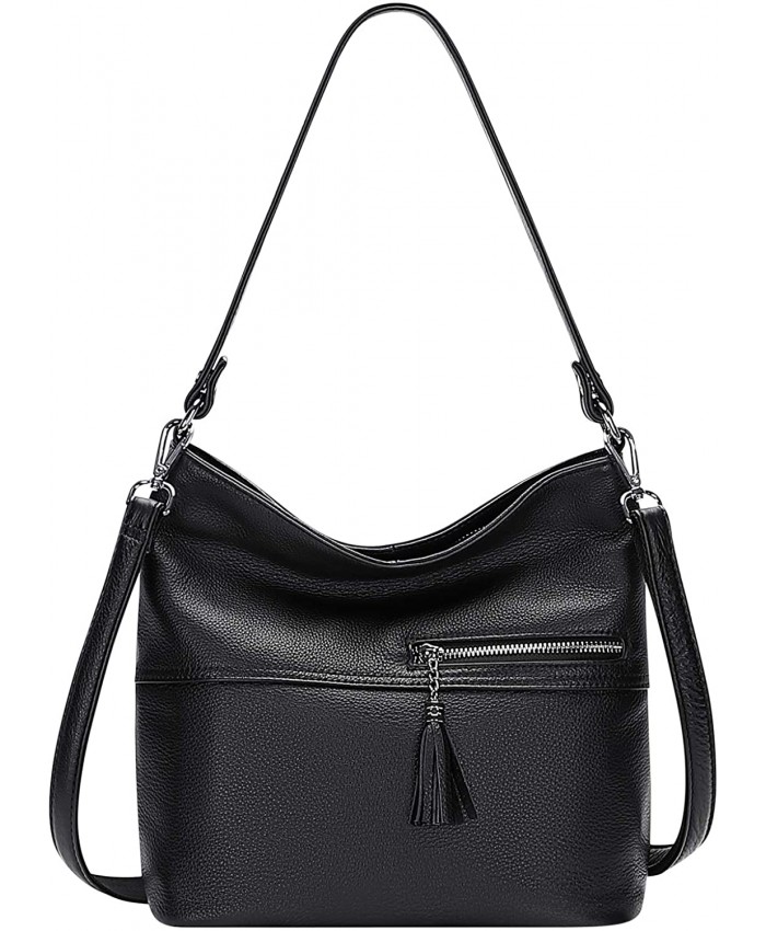 ALTOSY Genuine Leather Purses and Handbags Soft Leather Shoulder Bag for Women Ladies Crossbody Purses Medium S103 Black Handbags