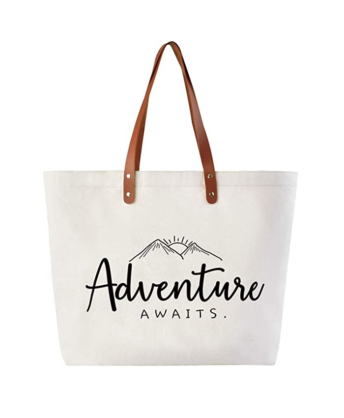 Caraknots Adventure Awaits Bride Gifts Bridal Shower Gifts for Bride Bag Wedding Engagement Bachelorette Party Farewell Graduation Gifts Friends Gfits for Women Shoulder Bag with Inner Pocket Canvas