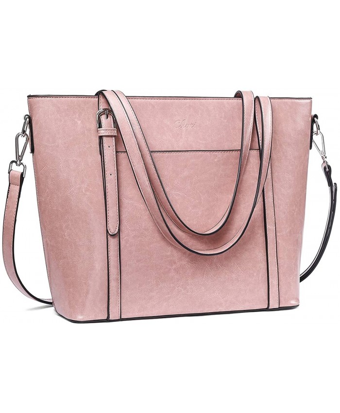 CLUCI Purses and Handbags for Women Oil Wax Leather Designer Vintage Large Tote Fashion Ladies Top Handle Shoulder Bag Pink