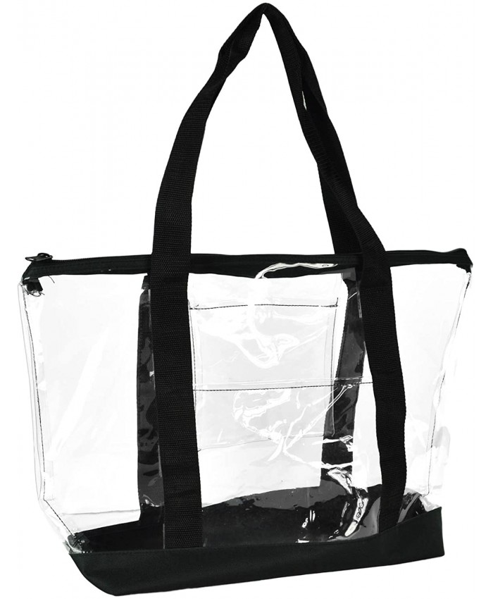 DALIX Clear Shopping Bag Security Work Tote Shoulder Bag Womens Handbag in Black Trim