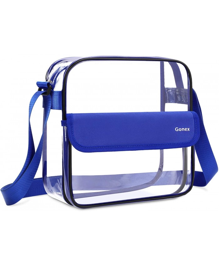 Gonex Clear Crossbody Tote Bag NFL Stadium Approved PVC Transparent Messenger Shoulder Bag See Through Bag for Women Blue
