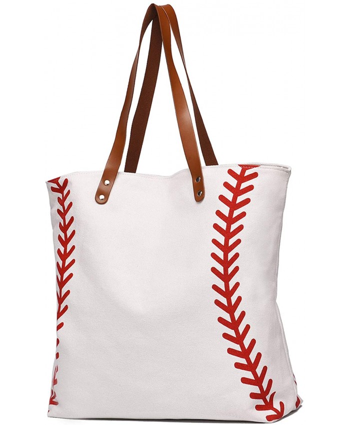 I IHAYNER Large Baseball Tote Bag Sports Printing Utility Top Handle Casual Shoulder Bag White Large