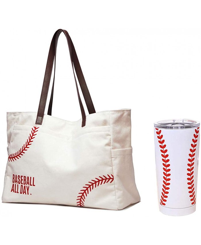 JIU HONG CHAO Baseball Tote Handbag & Tumbler Mugs Packages White X-Large