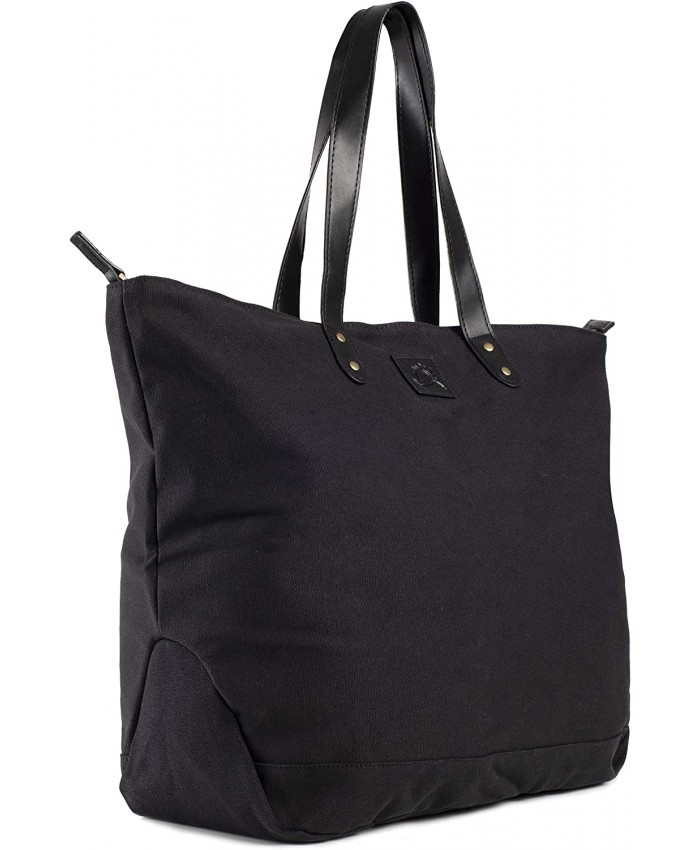 Large Fashion Canvas Tote Bag for Women with Zipper Closure and Interior Pockets Black