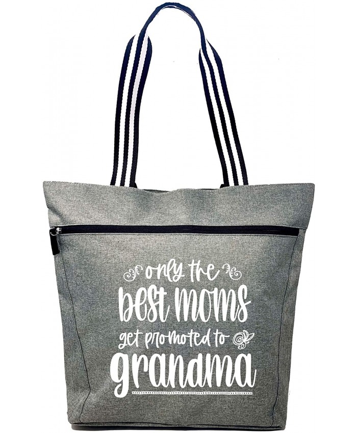 Large Zippered Tote Bags with Pockets for Grandmas Grandmother Nana - Perfect for Work Gifts for Granny Mother's Day Christmas Birthday Promoted to Grandma Lexie Gray