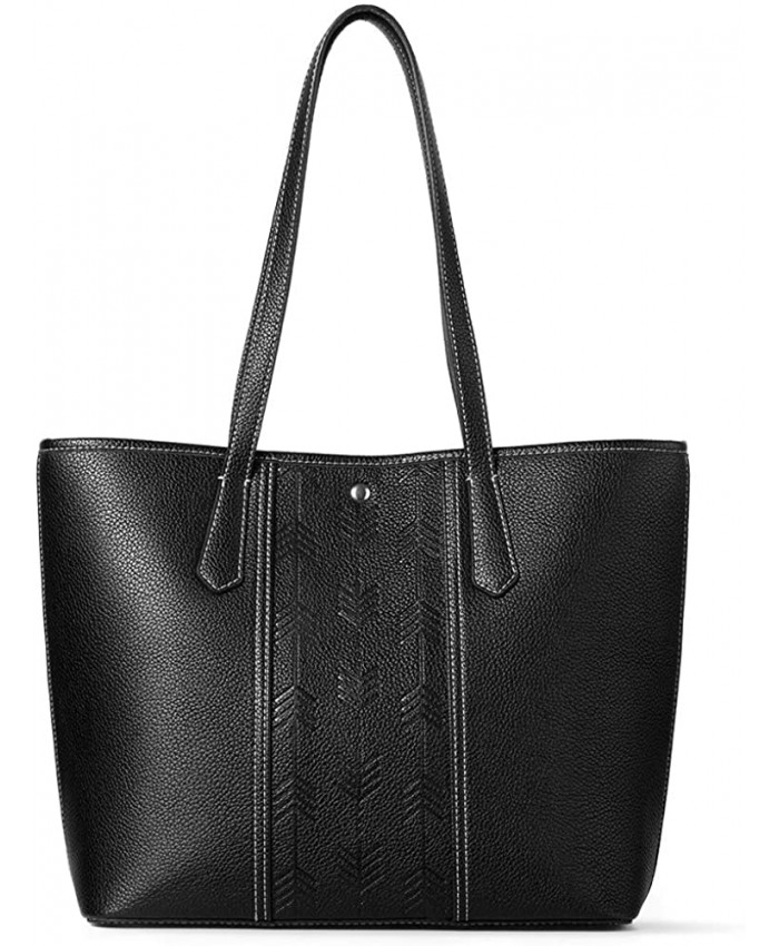 Lekesky Leather Tote Bag for Women Purses and Handbags Medium Ladies Shoulder Bag Black