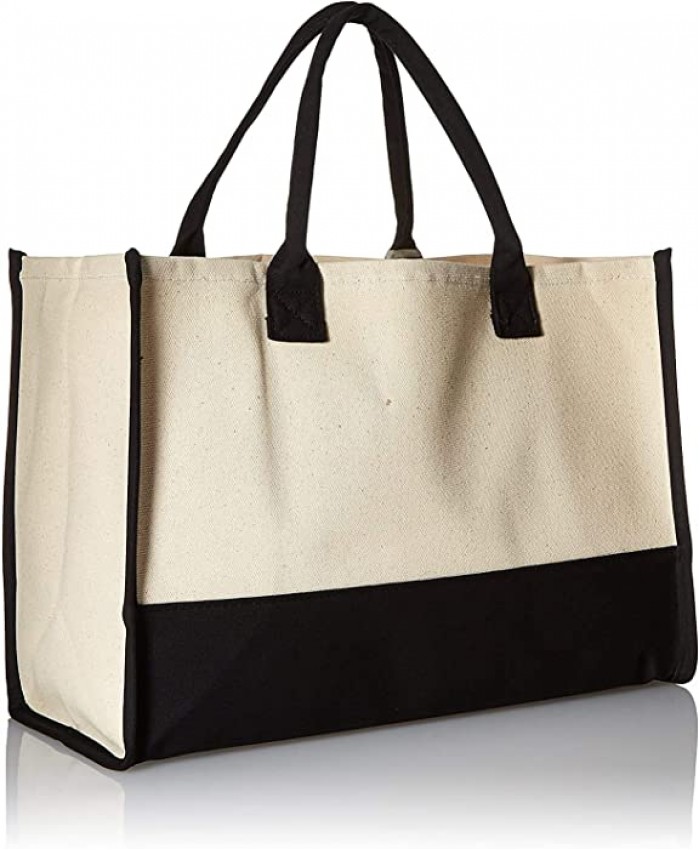 - Mud Pie Classic Black and White Initial Canvas Tote Bags A 100% Cotton 17 x 19 x 2 - Tote Handbags