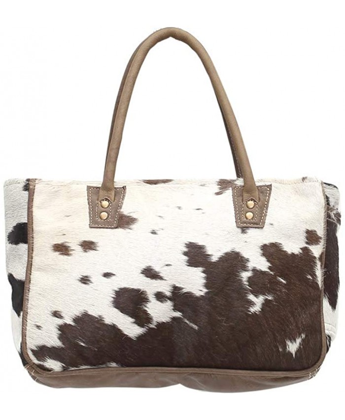 Myra Bags Bucket Genuine Leather with Animal Print Tote Brown Size One_Size Tan Khaki Brown One_Size