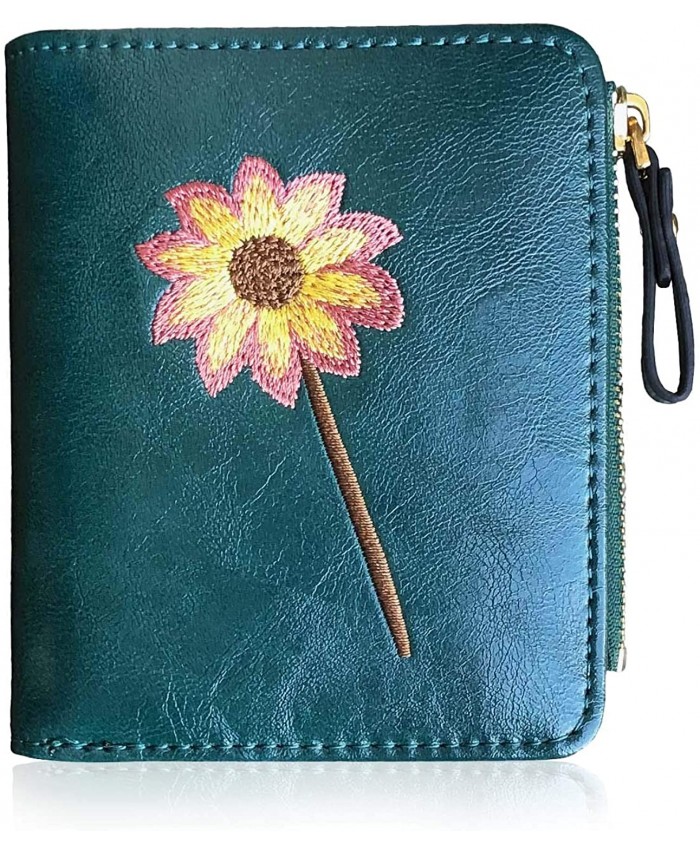 AOXONEL Womens Rfid Small Compact Bifold Wallet Cute Mini Zipper Card Coin Purse for Girls Green at  Women’s Clothing store