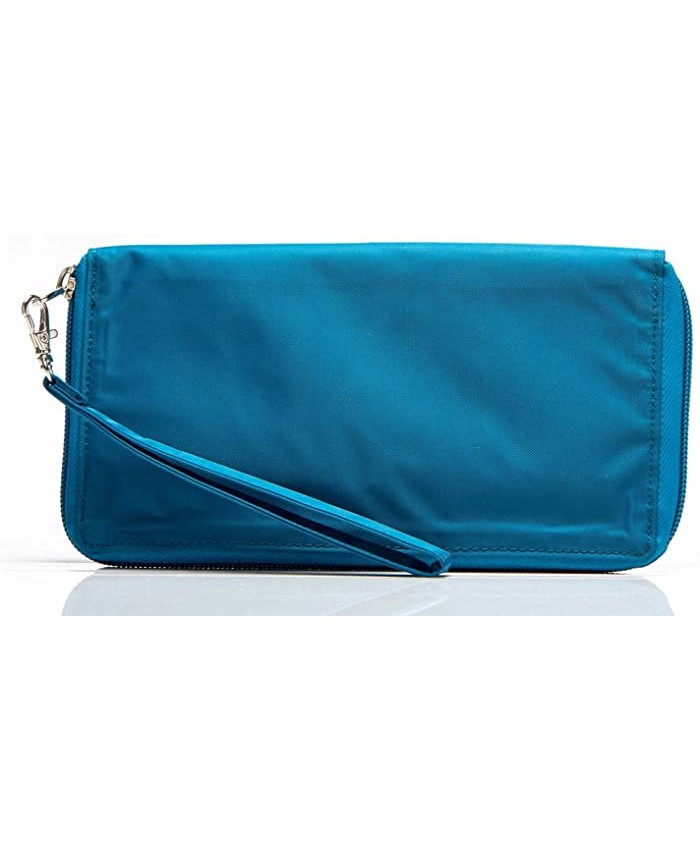 Big Skinny Women's Panther Clutch Slim Wallet Holds Up to 40 Cards Ocean Blue