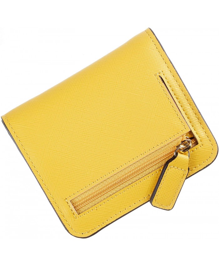 Gostwo Womens Rfid Blocking Small Compact Bifold Leather Pocket Wallet Ladies Mini Purse with ID WindowCH Yellow