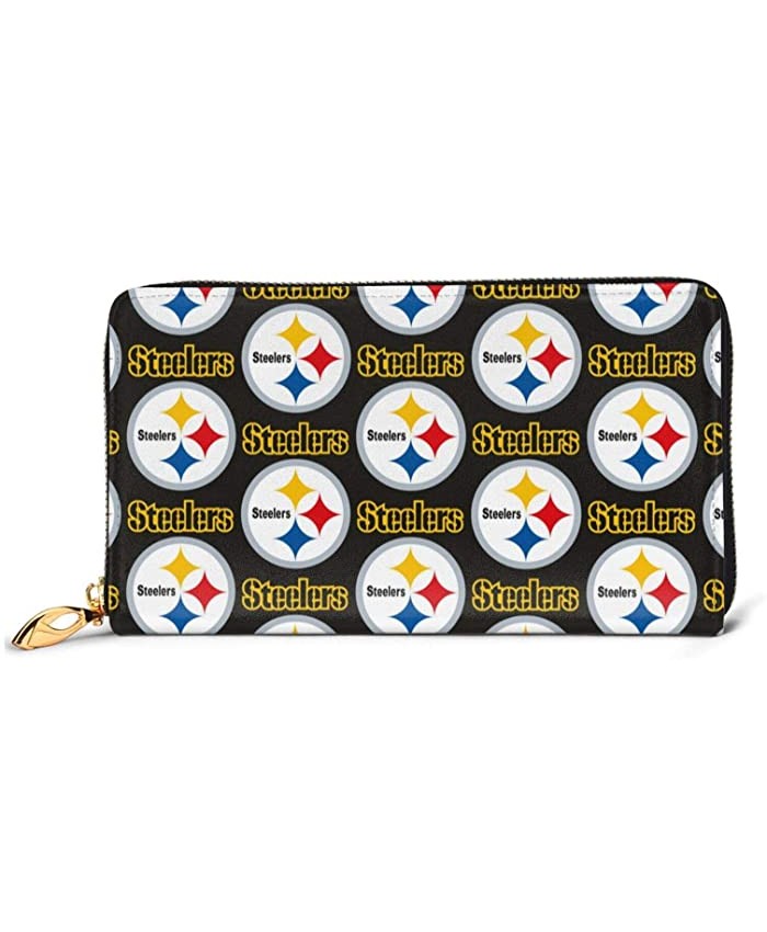 Pittsburgh Steeler Wallet Men and Women Fashion Leather Portable Zipper Wallet Credit Card Gift Wallet