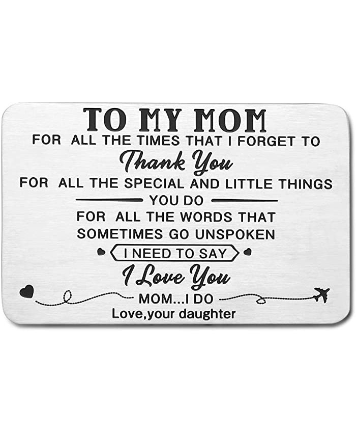 Sentimental Birthday Mothers Day Christmas Gifts for Mom from Daughter Women Engraved Wallet Card Insert for Mom Mother of The Bride Mother in Law Step Mom Appreciation Thank You Wedding Gifts Mama