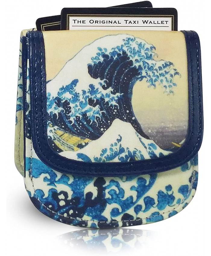 Taxi Wallet – Vegan Material Hokusai Wave – A Simple Compact Front Pocket Folding Wallet that holds Cards Coins Bills ID – for Men & Women at  Men’s Clothing store
