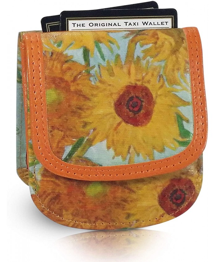 Taxi Wallet – Vegan Material Van Gogh's Sunflowers – A Simple Compact Front Pocket Folding Wallet that holds Cards Coins Bills ID – for Men & Women at  Men’s Clothing store