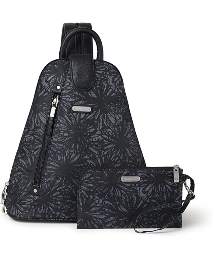Baggallini New Classic Metro Backpack with RFID Phone Wristlet Onyx Floral One Size
