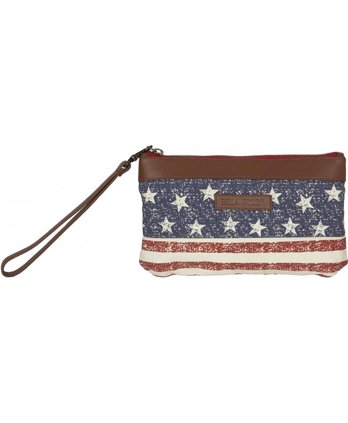 Bella Taylor American Dream Wristlet Pouch Wallet; Red Cream and Navy Handbags