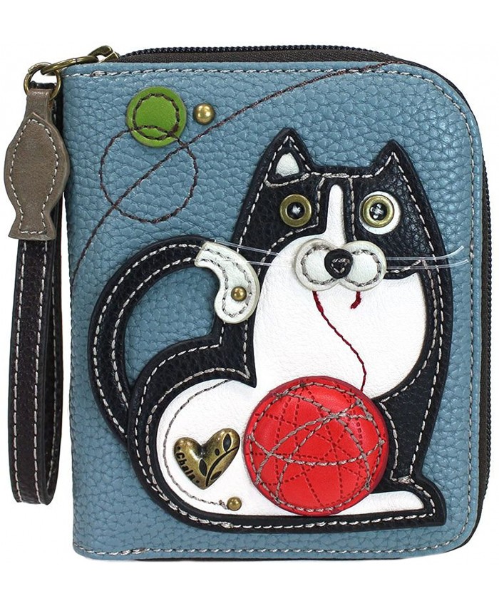 Chala Fat Cat Zip-Around Wristlet Wallet - Cat Lover Gift Cat Mom Handbags