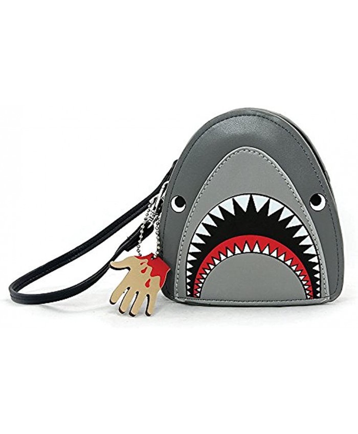 Comeco Scary Shark Wristlet with Chained Bloody Hand in Vinyl Material Handbags