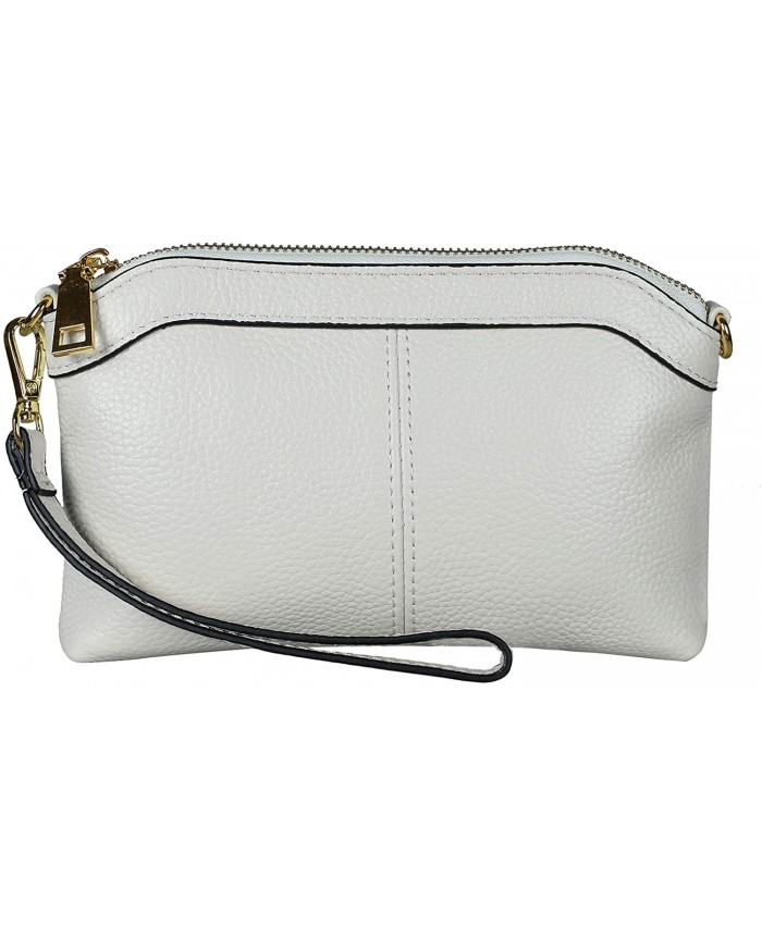 Diter Womens Leather Wristlet Zipper Clutch Wallet Crossbody Bag Purse White Handbags