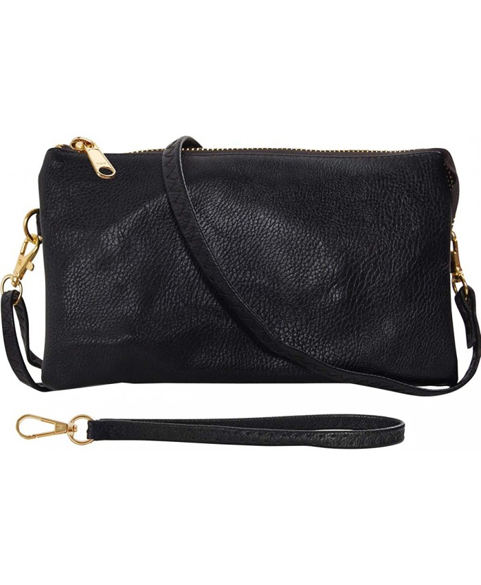 Humble Chic Vegan Leather Wristlet Wallets for Women Phone Clutch or Small Purse Crossbody Bag Includes Adjustable Shoulder and Wrist Straps Black Handbags