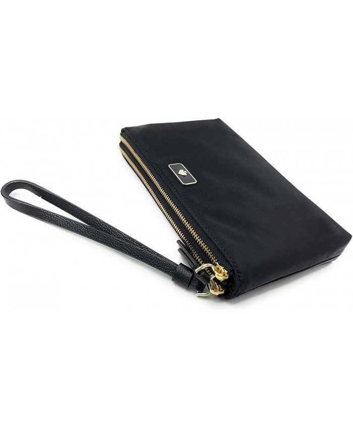 Kate Spade New York Jae Medium Double Zip Wristlet Nylon Black Handbags