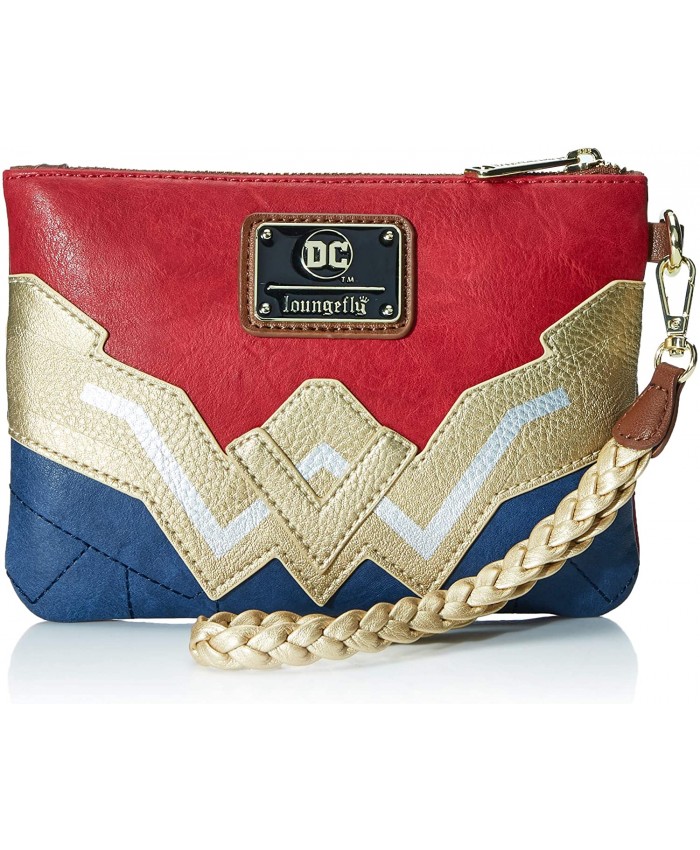 Loungefly Wonder Woman Faux Leather Wristlet Wallet Red Standard Handbags