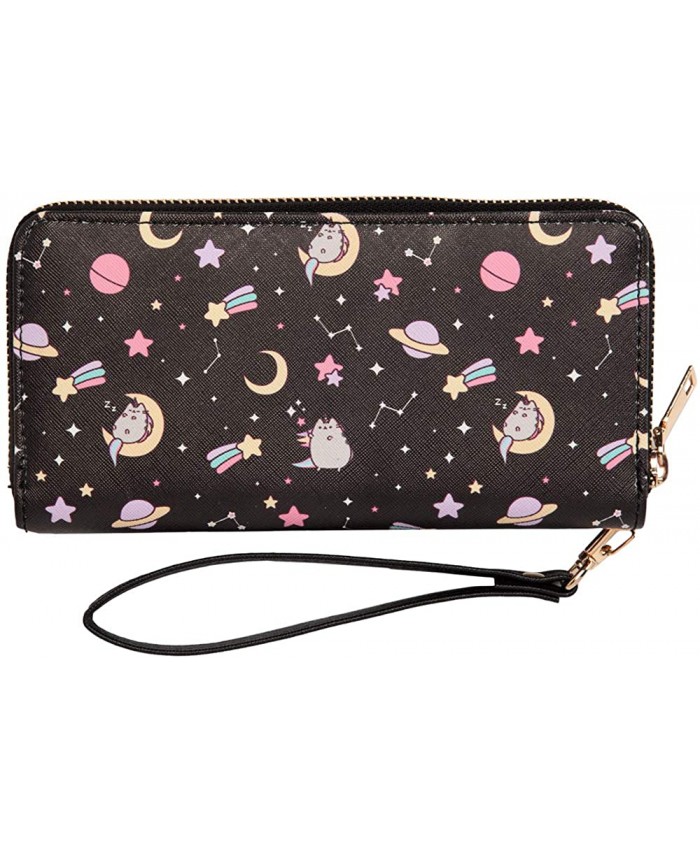 Pusheen The Cat Pusheenicorn Constellation Stars Zippered Wristlet Wallet Grey One Size Handbags