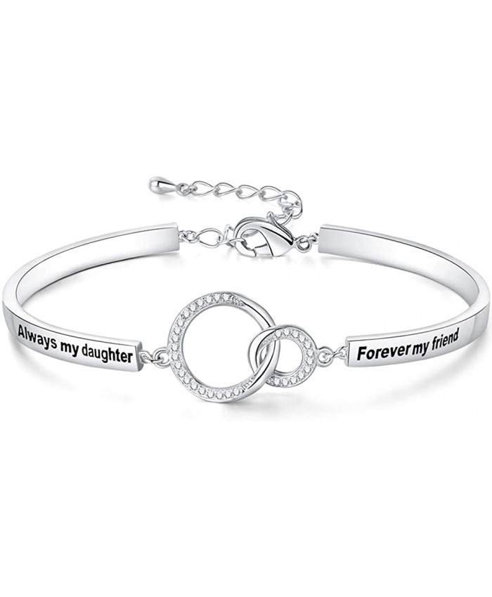 Ado Glo Mother’s Day Bracelet Gifts Always My Daughter Forever My Friend Bangle Fashion Jewelry for Women and Girls Birthday Anniversary Christmas Presents from Parents Father Mother Dad Mom