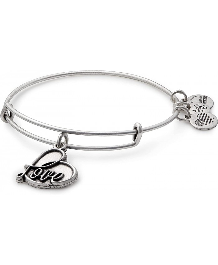 Alex and Ani Path of Symbols Expandable Bangle for Women Love Charm Rafaelian Silver Finish 2 to 3.5 in