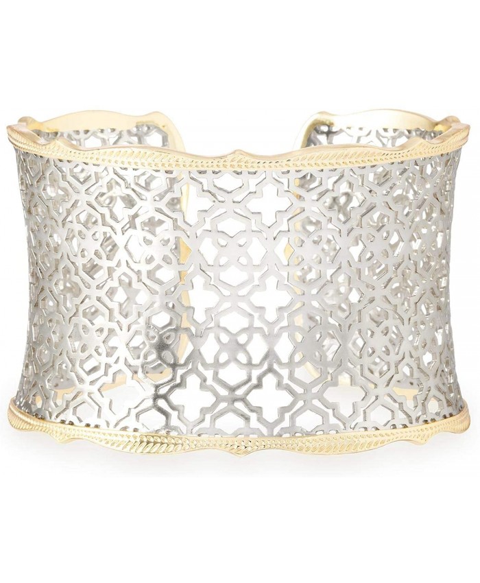 Kendra Scott Candice Cuff Bracelet for Women in Mixed Metal Filigree Fashion Jewelry 14k Gold-Plated and Rhodium-Plated
