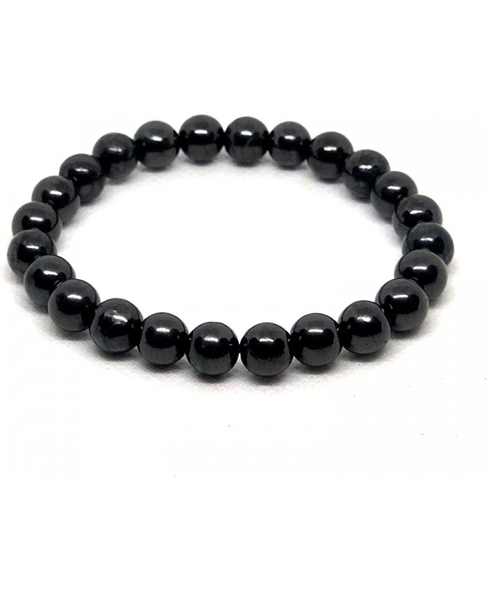 Pachamama Essentials 8 mm Authentic Shungite Bead Bracelet Stretchy from Karelia Region Russia Against EMR EMF Protection