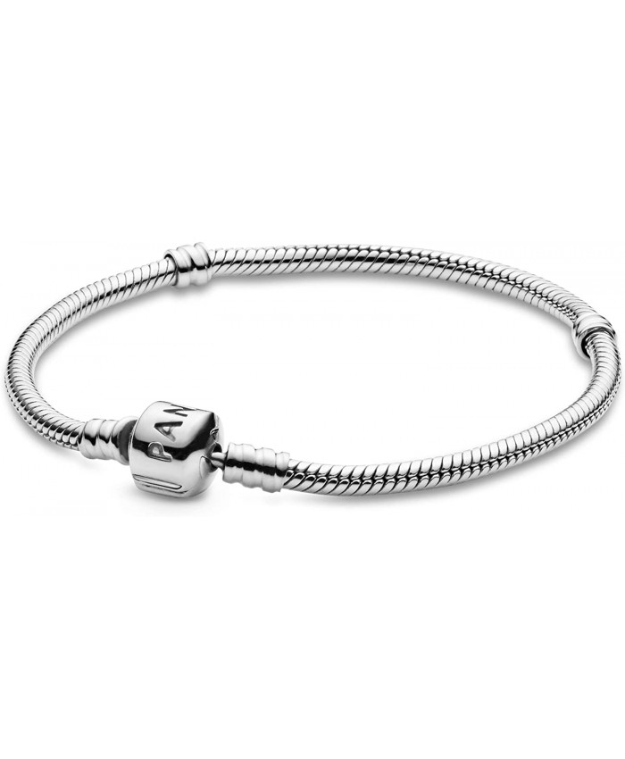 Pandora Jewelry Iconic Moments Snake Chain Charm Sterling Silver Bracelet 7.9