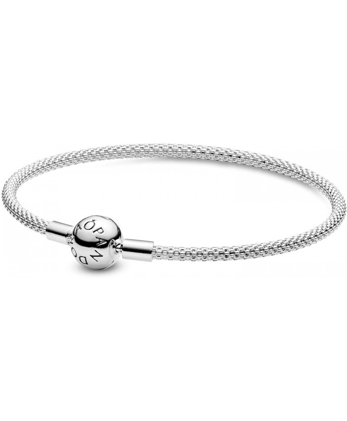 Pandora Jewelry Moments Mesh Charm Sterling Silver Bracelet 7.5