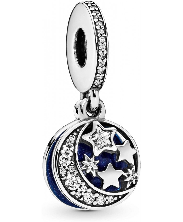Pandora Jewelry Moon and Night Sky Cubic Zirconia Dangle Charm in Sterling Silver