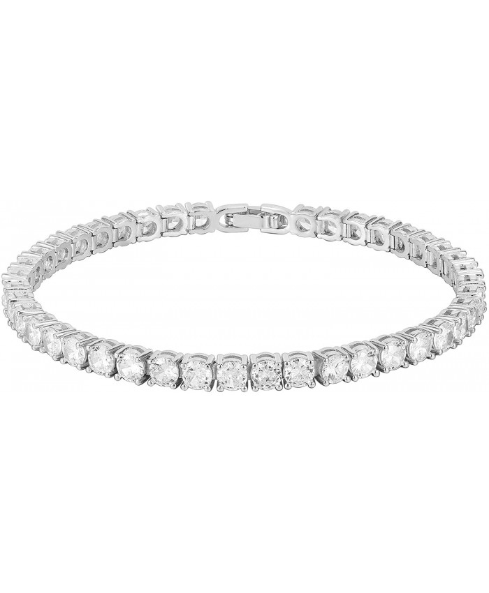 PAVOI 14K Gold Plated Cubic Zirconia Classic Tennis Bracelet | White Gold Bracelets for Women | 4mm CZ 6.5 Inches