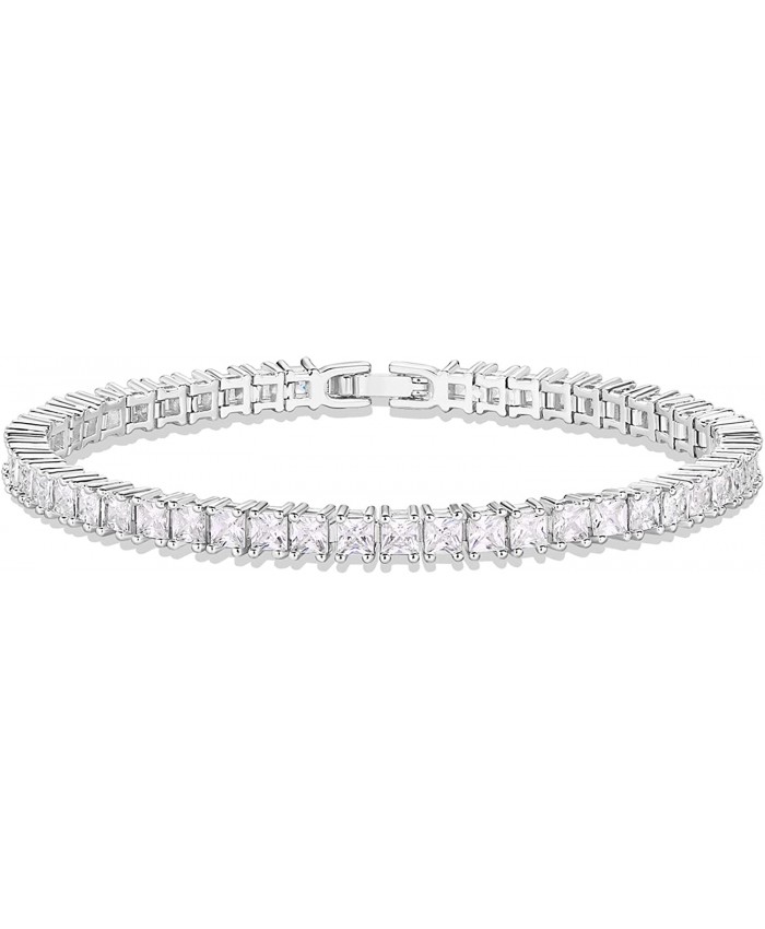 PAVOI 14K Gold Plated Cubic Zirconia Classic Tennis Bracelet | White Gold Bracelets for Women | 3mm CZ 6.5 Inches
