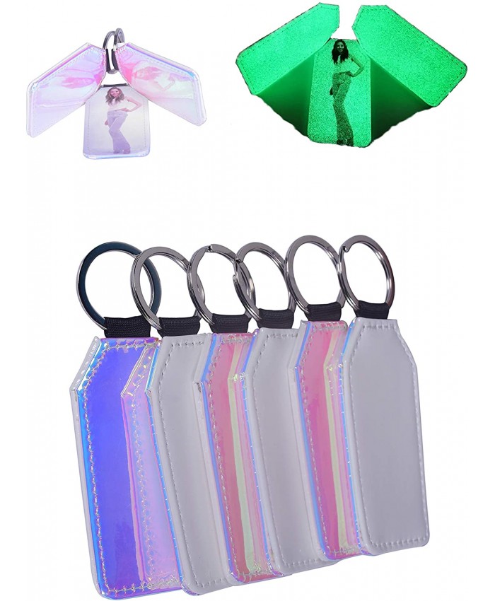 10 Pieces Sublimation Blank Fluorescent Keychain Multicolor PU Leather Square Two Sides Can Be Printed Diy Process at  Women’s Clothing store