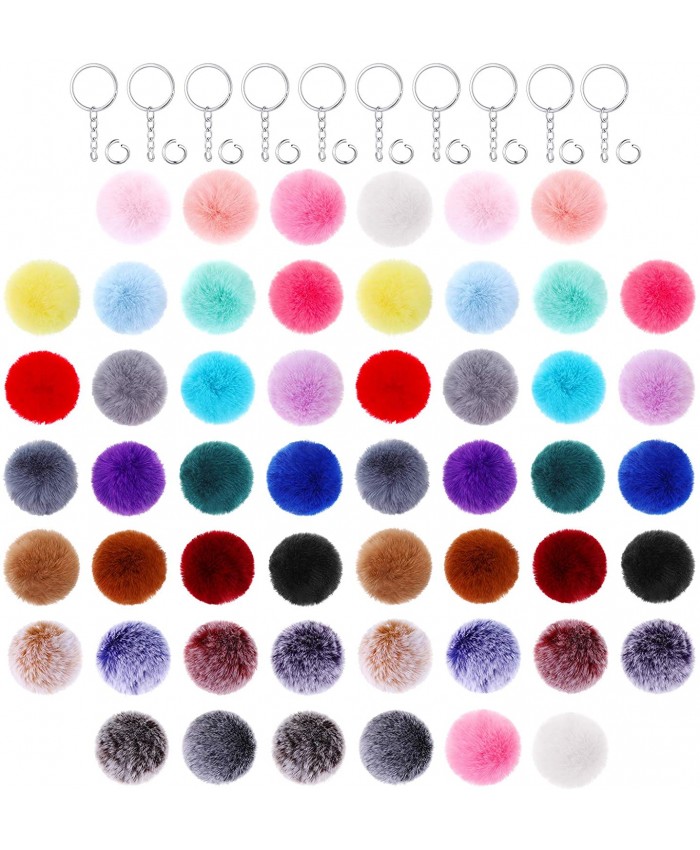 104 Pieces Faux Fur Ball Pom Pom Keychain Set for DIY Bag Charm Accessories 2.76 Inch at  Women’s Clothing store