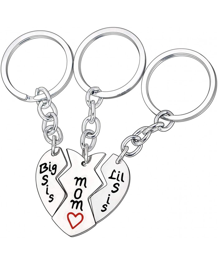 3PCs Bis sis Mom Little Sis Matching Heart Pendant Keychain Set Mother And Daughters Jewelry at  Women’s Clothing store